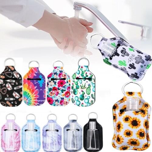 2set Hand Sanitizer Keychain Holder Travel Bottle Refillable Containers 30ml Flip Cap Reusable Bottles With Keychain Carrier