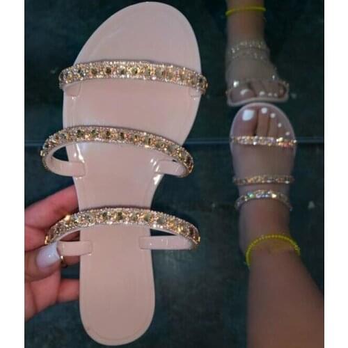 2020 autumn new manufacturers hot models wholesale price rhinestone comfortable wild clan slippers wholesale ladies sandals