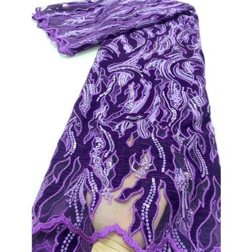 2021 High Quality Lace Velvet Lace Nigerian Lace Fabrics fashionable French Sequins Lace Fabric For Wedding Dress NI5061-2