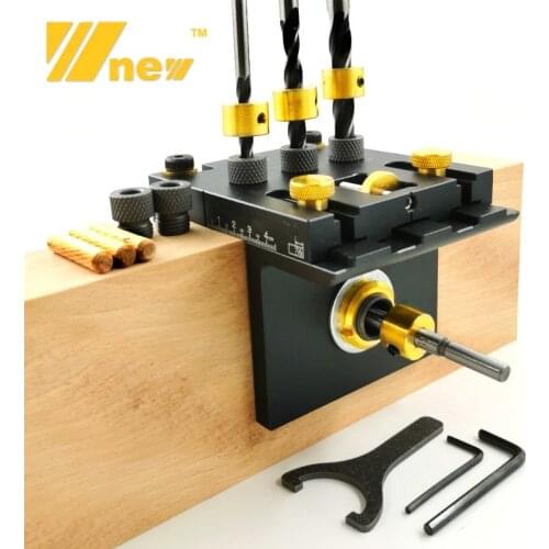 3 in 1 Woodworking Doweling Jig Kit With Positioning Clip Adjustable Drilling Guide Puncher Locator Carpentry Tools