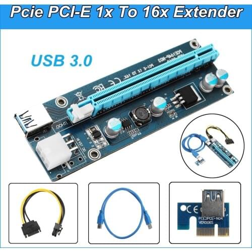 60CM VER009S VER008S PCI-E 1X to 16X Extender PCIE Riser Card 4Pin 6Pin SATA Power Interface For BTC Miner Mining
