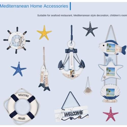 Mediterranean style decoration accessories Starfish rudder Wall Art Wooden Hanging Decor ornaments forHome living room bedroom