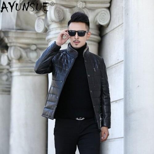 AYUNSUE Genuine SheepSkin Leather Jacket Men Clothing Winter Clothes Down Jackets Real Mink Collar Coats Chaquetas Hombre LXR877