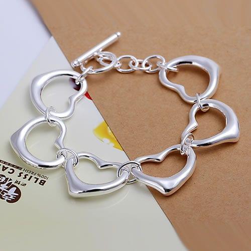 H105 925 sterling silver bracelet, 925 sterling silver fashion jewelry Six Hearts Bracelet /amqajdxa dygampna
