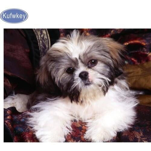 DIY 5D full drill diamond embroidery animal "shih tzu dog" Diamond Painting Cross Stitch square Rhinestone mosaic decoration,art
