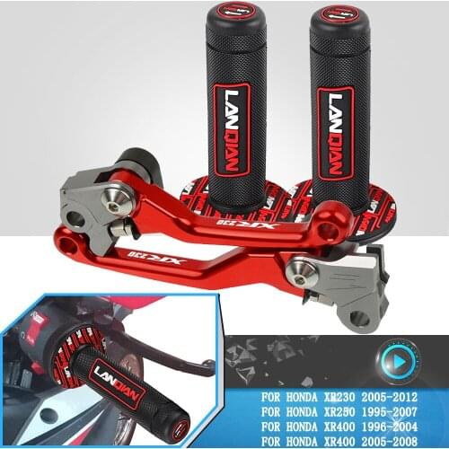 For Honda XR230 XR250 XR400 Motorcycle Foldable Clutch Brake Levers & Handle Grip XR 230 2005 2006 2007 2008 2009 2010 2011 2012
