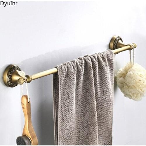 DyuIhr European style bathroom hardware wall-mounted bathroom antique brass towel rack single towel bar bathroom accessories