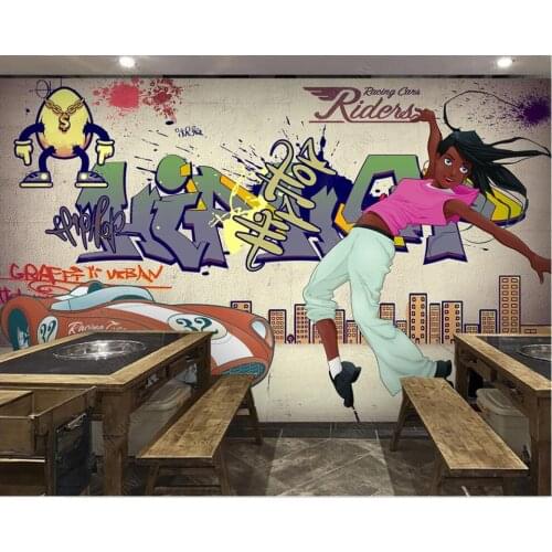 Custom photo mural 3d wallpaper Street graffiti dance brick wall living room wallpaper for walls 3 d home decor