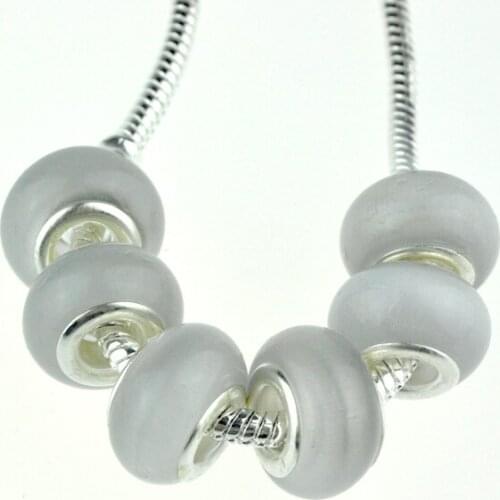 Hotsale 100pcs/lot 9x14mm Gray Opal Cat Eye Glass Beads Big Hole Charm Beads For Jewelry Making Favor Craft Bracelet DIY Beads