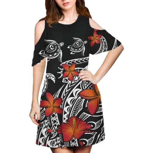 Hycool Polynesian Women Off-Shoulder Dress Summer Casual Ladies Charming Short Sleeve Dresses Comfortable Gowns Wholesale Price