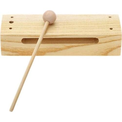 Wooden Percussion Block Woodblock With Mallet Exquisite Kid Children Musical Toy Percussion Instrument