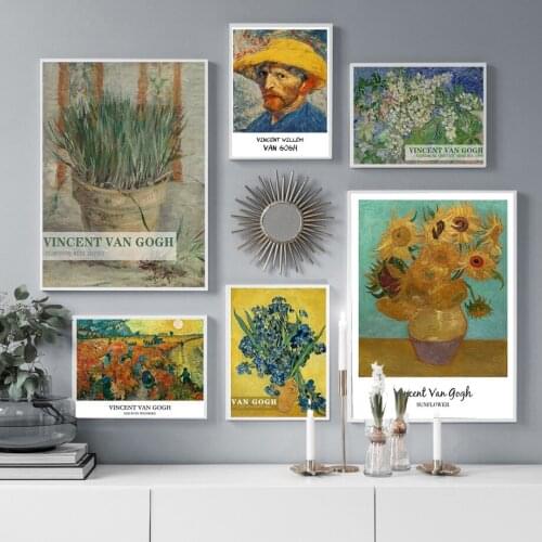 Famous Van Gogh Sunflower Vase Scenery Portrait Canvas Painting Wall Art Posters And Prints Picture For Living Room Home Decor