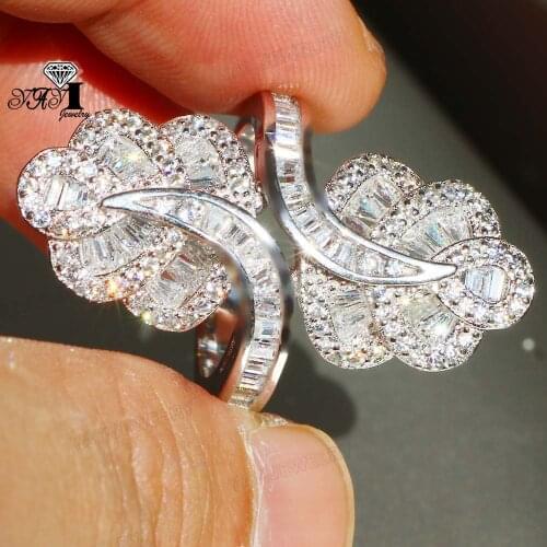 YaYI Jewelry Princess Cut 6.9 CT White Zircon Silver Color Engagement Rings wedding Heart Rings Girls Party ring Gifts 890