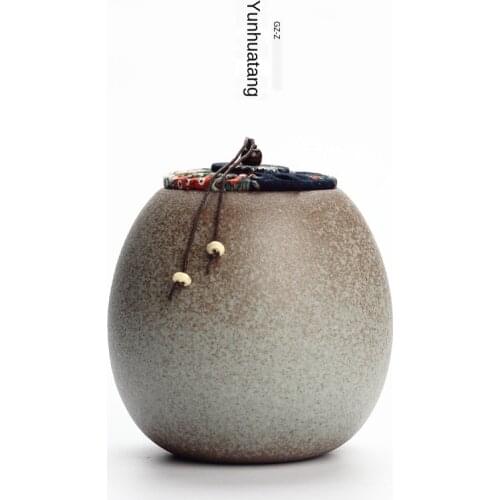 Custom Earthenware Tea Caddy Sealed Storage Tank Ceramic Pot Vintage Cha Cang Detong Tea Box Tea Storage Ceramic Jar Tea Jar