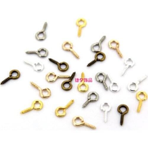 100pcs/lot 10*5mm Metal Screw Eye Pins Gold Silver Color Bails Pendants Connector Clasp Fit Drilled Beads Diy Jewelry Making