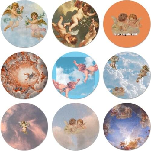 58mm Cute Renaissance angels baby Icons Pins Badge Decoration Brooches Metal Badges For Clothes Backpack Decoration