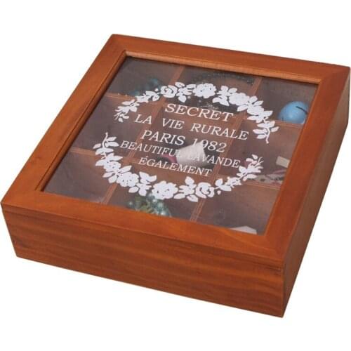 Multi-function Wooden 9 Compartments Jewelry Organizer Tea Coffee Dried Flowers Sugar Packet Container Creative Gift Case LA339