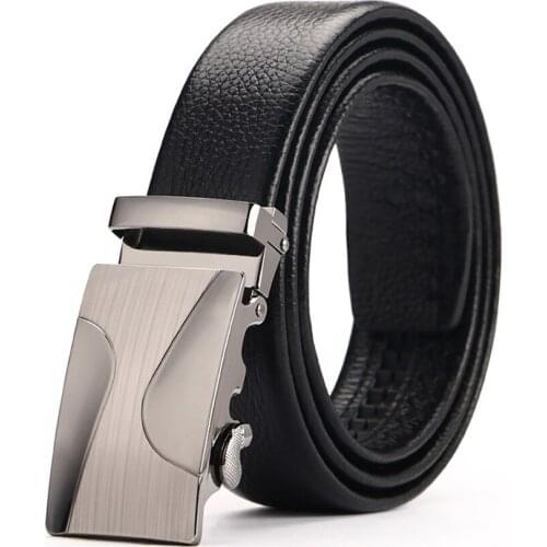 2018 Luxury Men`s Genuine Leather Belts For Men Automatic Alloy Buckle Big Size Top Quality 110-130cm