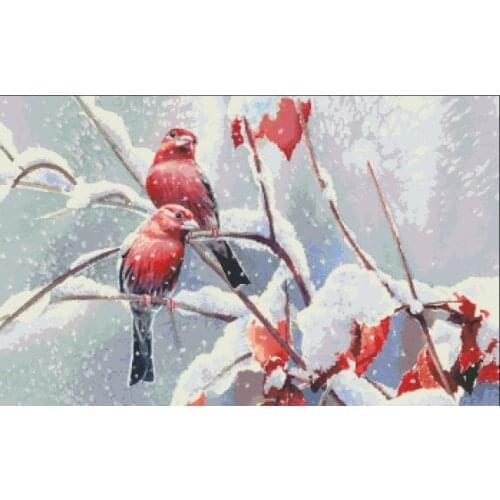 Birds Four Seasons winter,Bird Home Top Quality Embroidery Needlework 14CT Unprinted Cross Stitch Kits DIY Arts Handmade Home