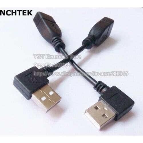 NCHTEK USB 2.0 Right Angled 90d A type male to Female extension cable 10cm,2Qty,Free shipping