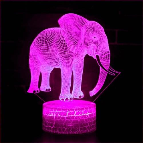 Newest 3D LED Animal Elephant Night Light Creative Dining Table Bedside Lamp Romantic Lantern Children Home Decoration Gift