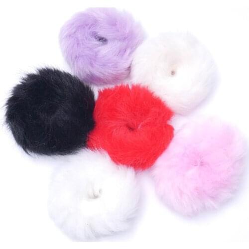 NEW Korean Warm Soft Fake Rabbit Fur Ball Women Elastic Hair Rope Band Headwear