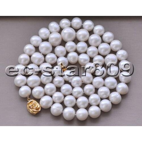 P6593 Big 33" 15mm White ROUND Freshwater cultured PEARL NECKLACE Choker