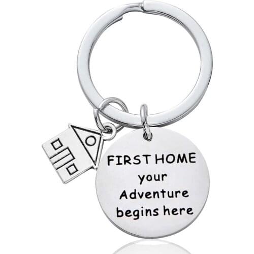 First Home Your Adventure Begins Here Keyrings Stainless Steel Keychains Couples Housewarming Gifts For New Home Owner Jewelry