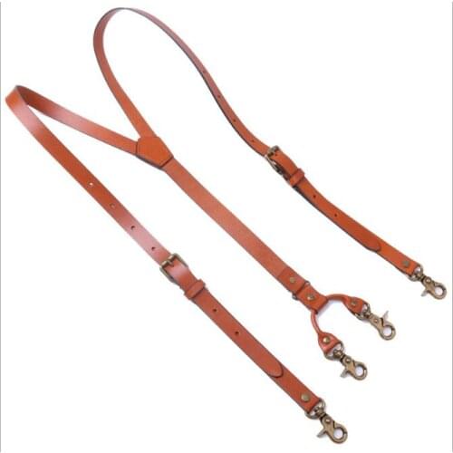 Cowhide strap clip male hook buckle hook trousers anti-drop suspenders