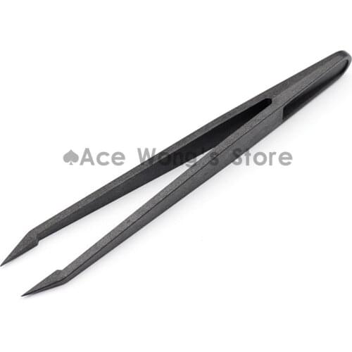 Portable Black Straight Bend Anti-static Plastic Tweezer Heat Resistant Repair Tool 93302