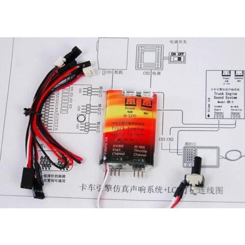 RC Motor sound Speaker controller for CAPO CROSS Tractor Excavator Truck Tamiya RC4DW 6x6 8x8 trailer crawler RC SCA MAN BENZ