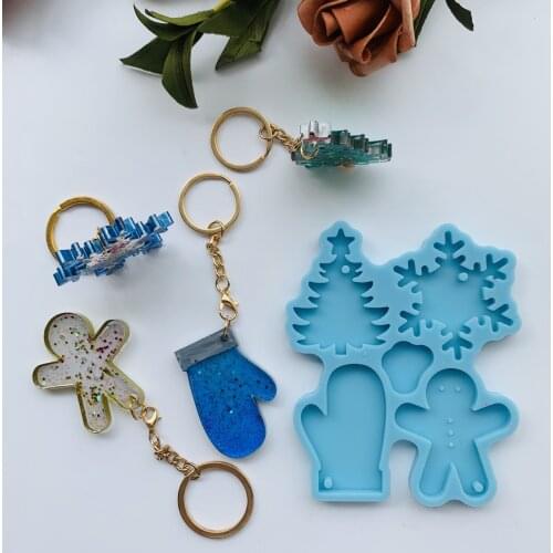 DIY Christmas Series of Various Earrings Resin Keychain Mold Decorative Pendants Silicone Molds Resin Epoxy Kit and Molds