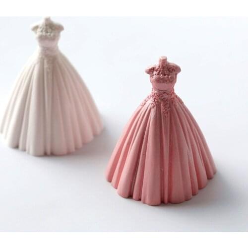 3D Wedding Dress Candle Silicone Mold DIY Gypsum Plaster Mould For Wedding Gifts Silicone Candle Resin Molds