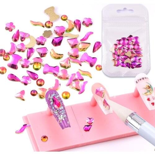 40PCS Random Nail Rhinestones Feel free to match flat crystal irregular diamonds 3D Manicure Nail Art Decoration Charms J B4051