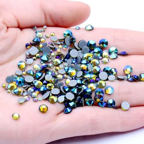 Olive AB Hotfix Strass Flatback Rhinestones Round Glass Iron On Diamonds Appliques Crafts Garment DIY Decorations