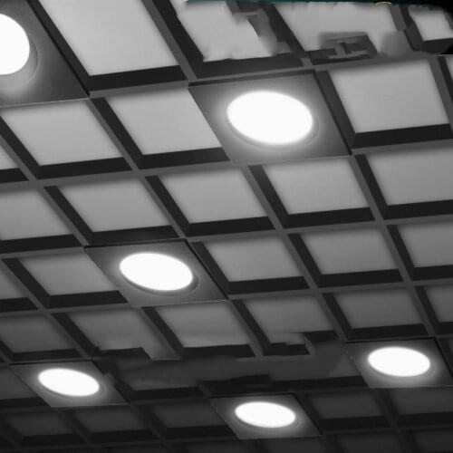 LED Grille Light 12x12cm/15x15cm 7/12W 110-240V Switch Three Colors Ceiling Light Black Square House Decoration Lamps F0501