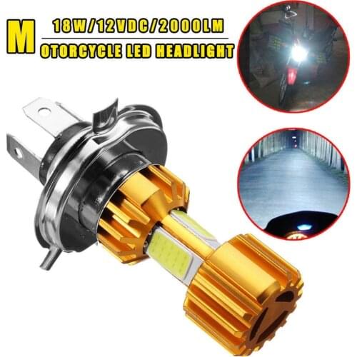 H4 LED 3 COB Motorcycle Long Service Life Shock Resistence Safe Reliable Headlight Bulb 6000K Hi/Lo Beam Light White 2000LM 18W