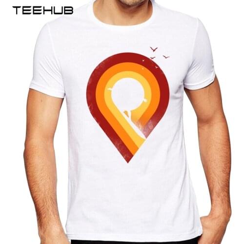 TEEHUB Mens New Creative PIN YOUR WAVE Design Short Sleeve T-Shirt Cool Printed Tops Hipster Tee Shirts