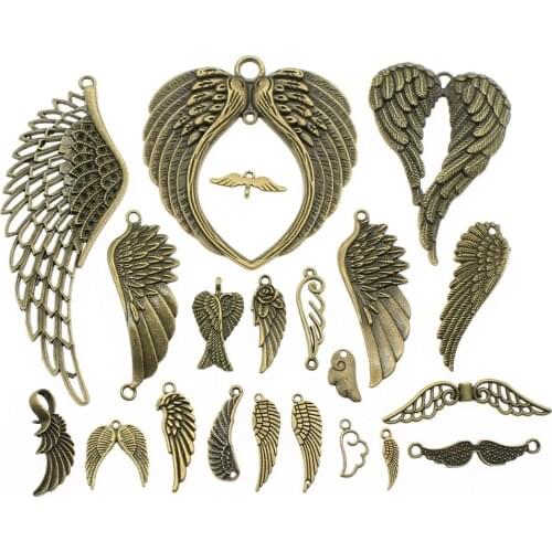 WYSIWYG 40g Antique Bronze Color Zinc Alloy Random Mix Styles Wings Charms DIY Handmade Craft For Jewelry Making