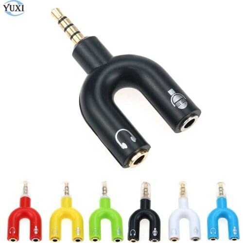 YuXi 3.5mm Splitter Stereo Plug U Type Stereo Audio Mic & Headphone Earphone Splitter Adapters for Smartphone PC Notebook