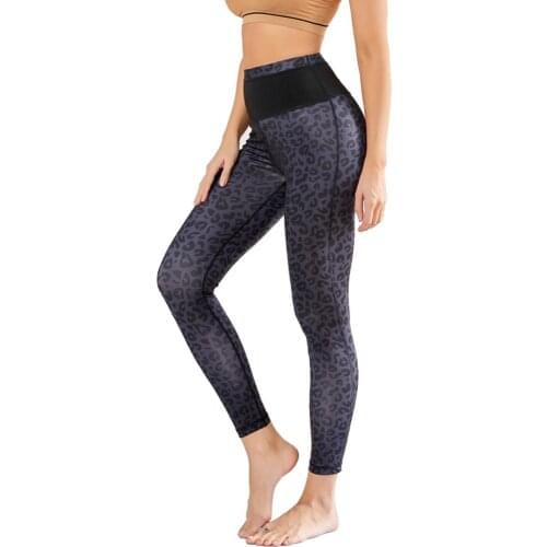 Womens Leopard Printed Yoga Pants Elastic High Waist Fitness Sport Women Gym Yoga Sports Workout Running Leggings