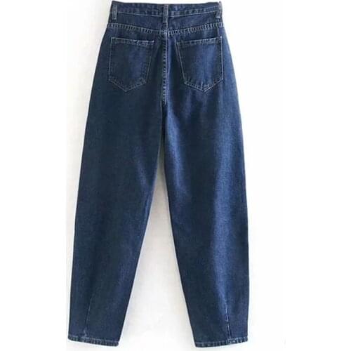 Jeans Women 2020 Loose Casual Harem Pants Boyfriends Mom Jeans Streetwear Denim Pants Pleated Trousers Slouchy Jeans