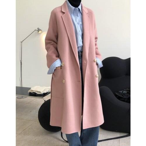 Woman classic handmade 100% long cashmere coat