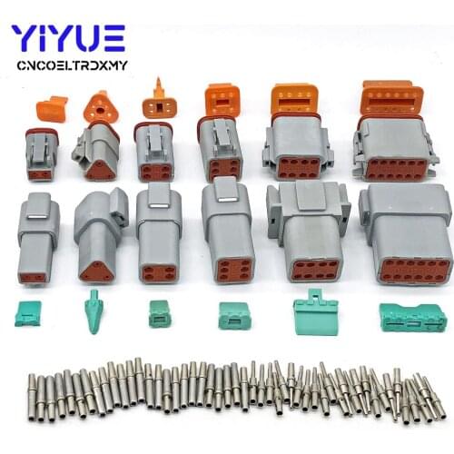 1 Sets Deutsch DT 2 3 4 6 8 12 Pin Male Female Auto Waterproof Connector Automotive Sealed Plug With Solid Pins Size 16-20 AWG