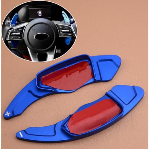 1Pair Aluminium Alloy Steering Wheel Shift Shifter Paddle Extension Blue Fit For Kia Forte 2019 2020