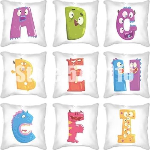 1pcs Simple Cute colorful English Letter Alphabet Cushion Cover Polyester Throw Pillowcase Sofa Home Decorative Pillow Covers
