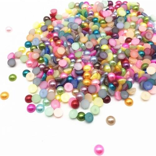 200pcs 6mm Mixed Tiny Half Round Pearls Flatbacks Embellishments DIY Nails Decorations Scrapbooking Christmas Crafts Cardmaking