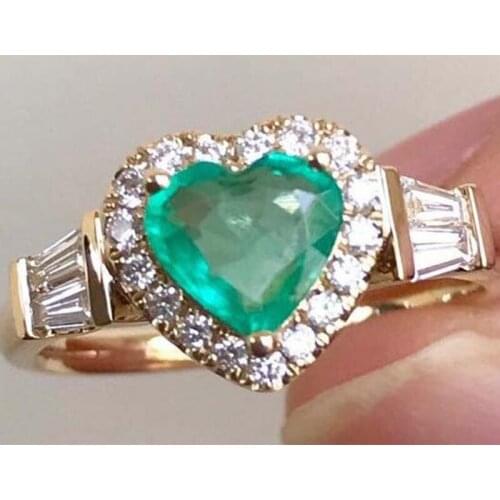 2020 Romantic Aaa Zircon Gold Rings For Women Rhinestones Valentines Heart Love Ring With Stone Luxury Jewelry New Arrival