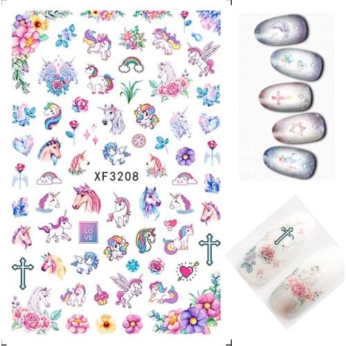 3D Nail Art Stickers Manicure Design Cartoon Princess Nail Sticker Back Glue Adhesive DIY Transfer Foil Nail Decals Decoration