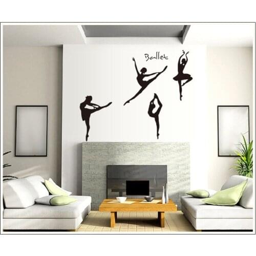 4 Pcs Ballerina Wall Stickers Art Decal Vinyl Paper Removable Home Decor decal